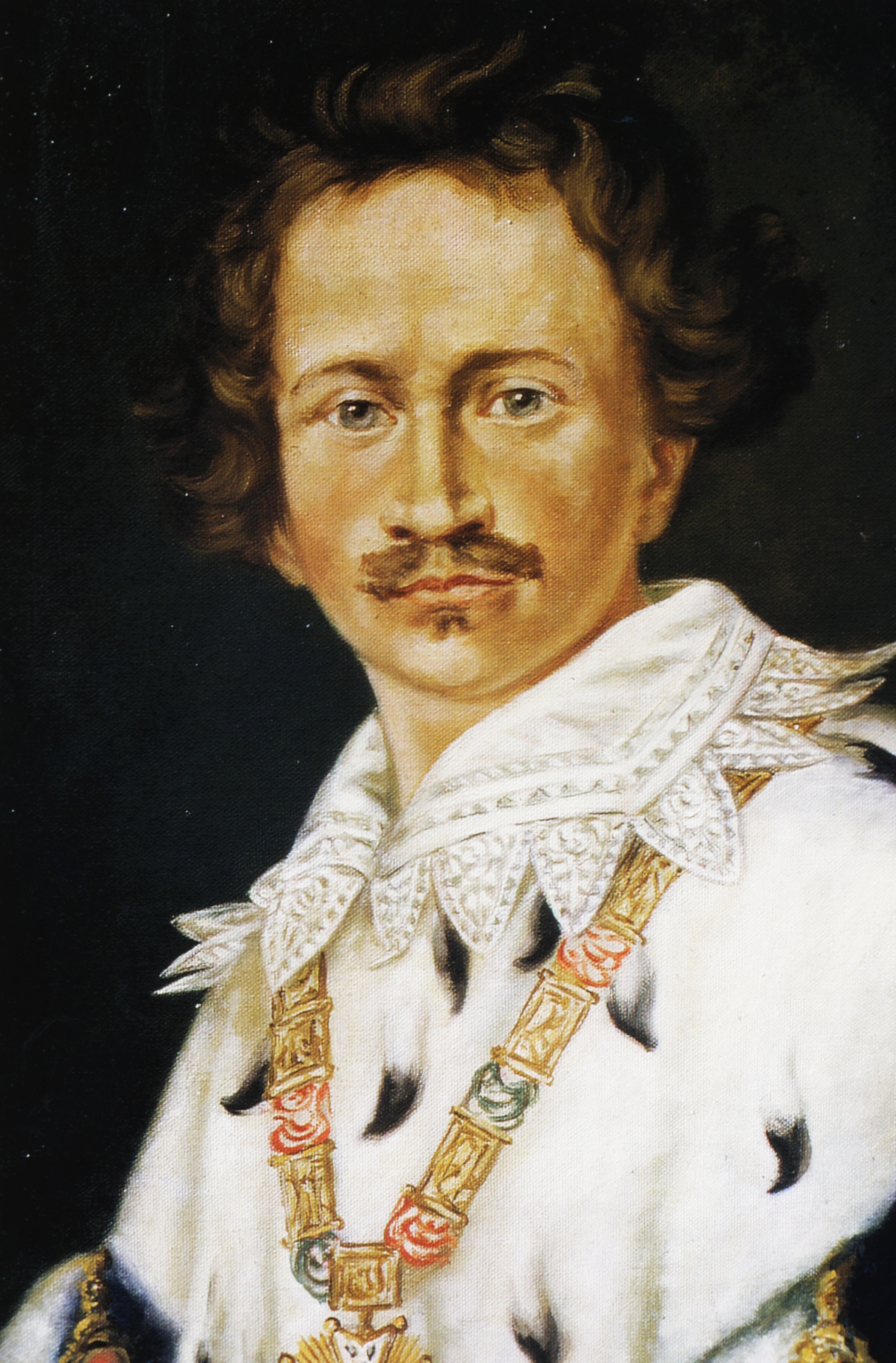 Porträt von Koenig Ludwig I. in jungen Jahren. Er blickt entschlossen und zugleich in sich gekehrt.