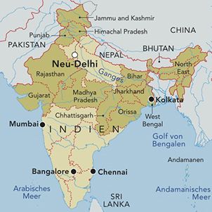 Landkarte von Indien.
